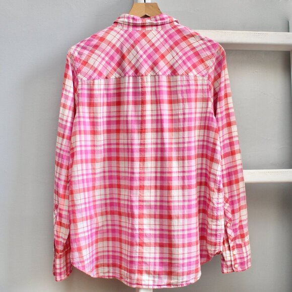 J. Crew Womens Boy Pink Red Madras Plaid Cotton Light Button Down Shirt Size 12 - Picture 5 of 5